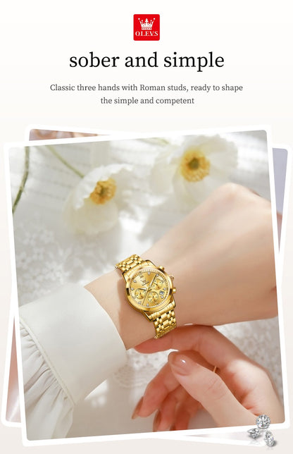 OLEVS 2858 Women Watch Luxury Brand Quartz Watch Waterproof Luminous Date Chronograph Women Bracelet Dress Diamond Watch Reloj