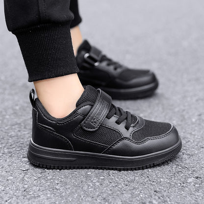 Children's Fashion Sports Shoes Black Student Kids Boys & Girls Non Slip Flat Walking Shoes Lightweight Breathable Tennis