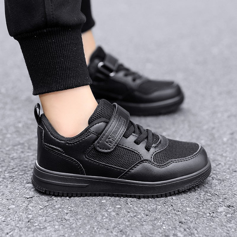 Children's Fashion Sports Shoes Black Student Kids Boys & Girls Non Slip Flat Walking Shoes Lightweight Breathable Tennis