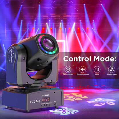 Datewink 120W LED Beam Moving Head Light 8 Patterns RGB Stage Lighting Effect DMX512 For DJ Disco Show Concert Party KTV Karaoke