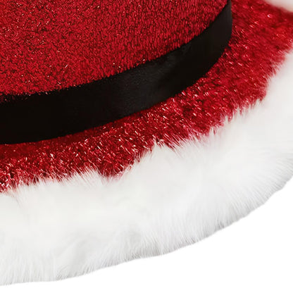 Comfortable Festive Cosplay Caps New Year Christmas Top Hat Red Green Top Hat With White Brim For Men Women Performance Cosplay