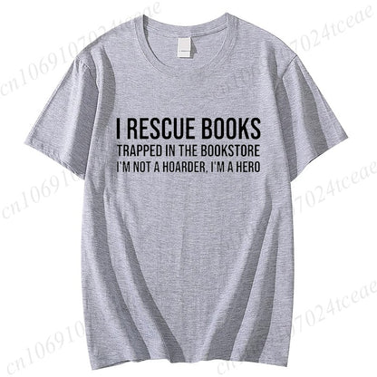 I Rescue Books Print T-Shirts Trend Women Fashion Clothing Graphic T-shirts Clothes Christmas Female Shirts Lady Casual Clothing