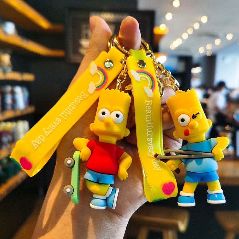 Chaveiro Os Simpsons Desenho Animado Silicone Pingente Chaveiro Mochila Enfeite Moda Casal Chaveiro Carro Jóias Acessórios Presentes
