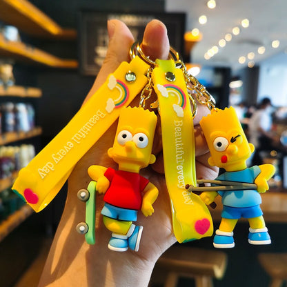 Chaveiro Os Simpsons Desenho Animado Silicone Pingente Chaveiro Mochila Enfeite Moda Casal Chaveiro Carro Jóias Acessórios Presentes