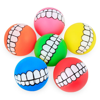 Bola para cães com dentes, brinquedo engraçado para truques, brinquedo de silicone para cães, brinquedo de mastigar com guincho, brinquedos sonoros para cães, brinquedos para cachorros, brinquedo interativo para gatos