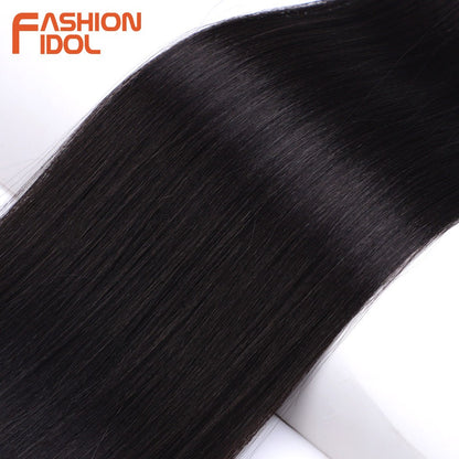 FASHION IDOL Long Straight Hairstyle 8 Clips In Hair Extensions Blonde 60CM Natural Synthetic Hair Daily Use Hairpiece Fake Hair