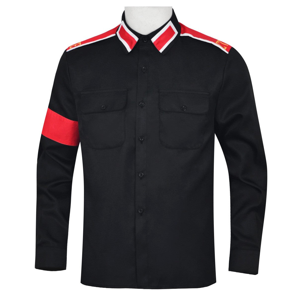 Michael Jackson Impersonator RetroCTEAntiWar Patch EmbroideredShirt Men's Military Style Long SleeveButtonDown Shirt Collectible
