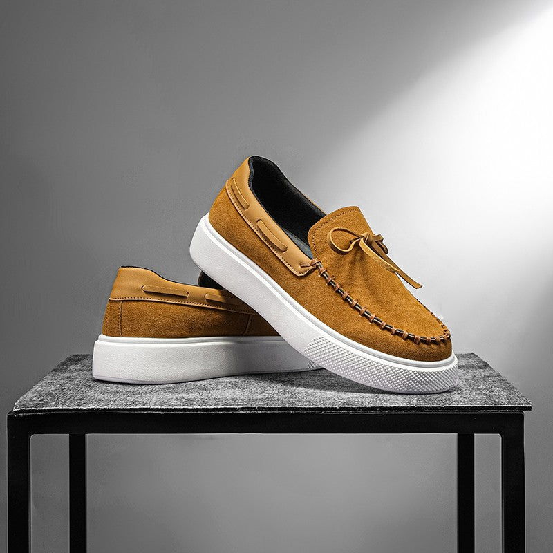 Designer Fashion British Style Flat Walking Shoes Casual Loafers Men Leather Shoes Luxury Dress Shoes Men Antiskid Driving Shoes