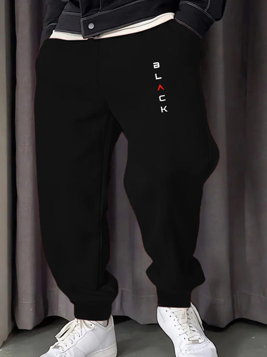 Black Simple Letter Print Male Sweatpant Comfortable Multicolor Pants Y2K Fleece Pant Casual Jogging Sweatpants Unisex Britches
