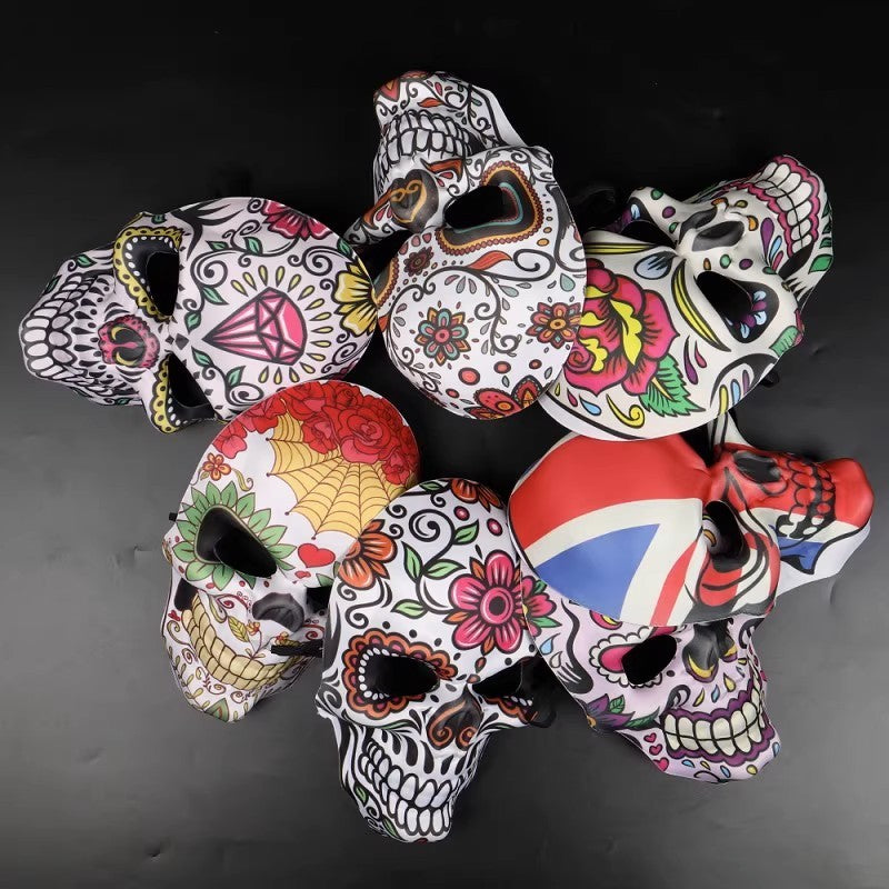 2023 Masks Mexican Day of The Dead Skull Mask Cosplay Halloween Skeletons Print Masks Dress Up Purim Party Costume Prop