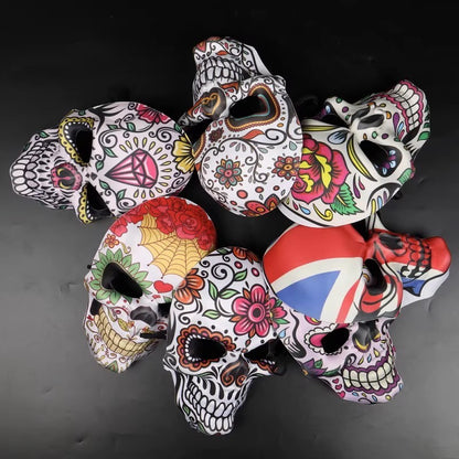 2023 Masks Mexican Day of The Dead Skull Mask Cosplay Halloween Skeletons Print Masks Dress Up Purim Party Costume Prop