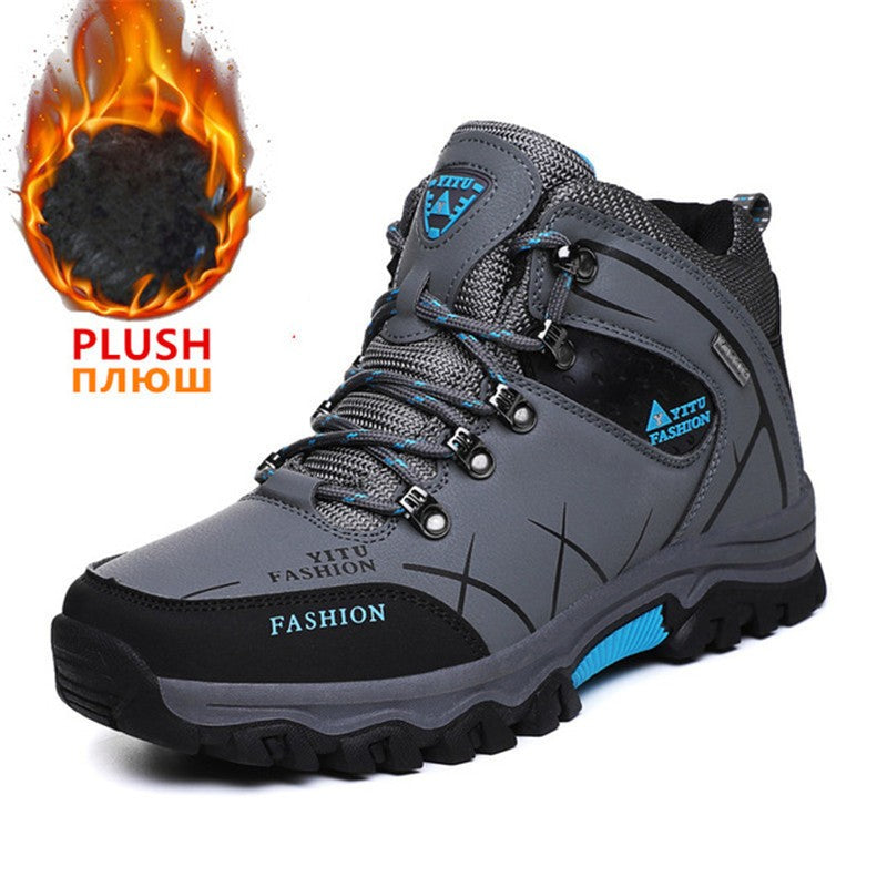 Botas de Neve Masculinas de Inverno Impermeáveis de Couro Tênis Super Quentes Botas Masculinas Botas de Caminhada ao Ar Livre Sapatos de Trabalho Tamanho 39-47
