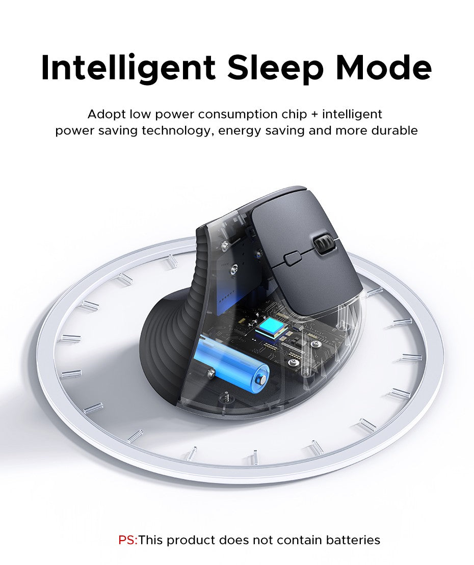 Mouse Sem Fio Vertical UGREEN 2.4G Ergonômico 4000DPI 6 Botões Silenciosos para MacBook, Tablet, Notebooks, Computador, PC, Mouse Preto e Rosa
