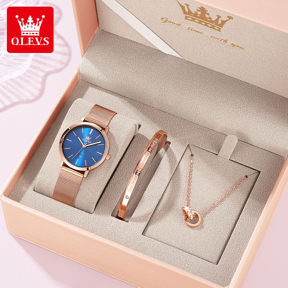 OLEVS Woman Watch 5869 Elegant Fashion Quartz Wristwatch Waterproof Date Watches For Woman Set Bracelet Watch Box Gifts Original