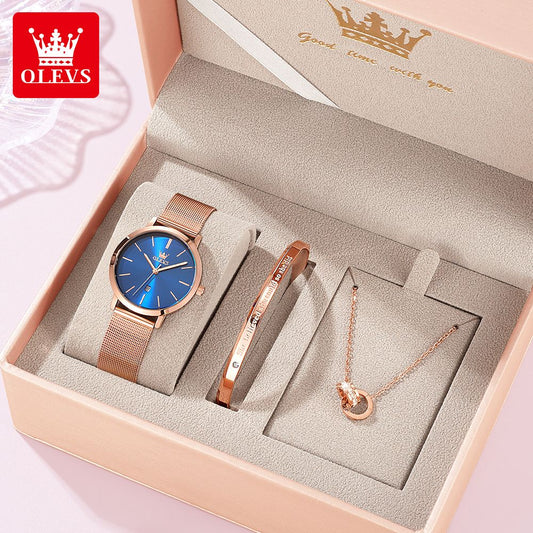 OLEVS Woman Watch 5869 Elegant Fashion Quartz Wristwatch Waterproof Date Watches For Woman Set Bracelet Watch Box Gifts Original