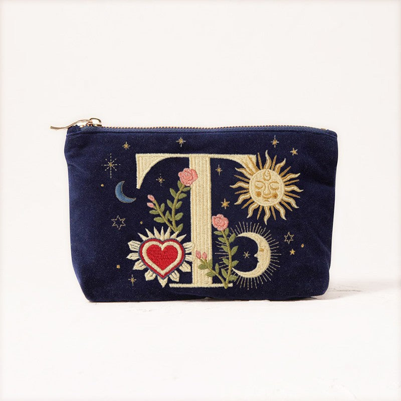 Velvet Handbag Vintage Printed Letter Pattern Makeup Bag