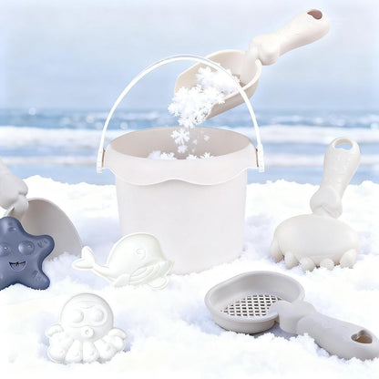 Beach Toy Set for Kids Plastic Sand Play Set with Bucket, Shovels, Molds Sea Creature Molds, Smooth Edges, Bright Colors