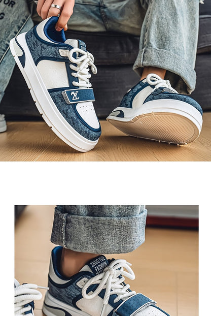 Tênis Masculino Azul da Moda 2025 Calçados Streetwear Hip Hop Tênis Casual Primavera Skate Tênis de Grife de Luxo Masculino
