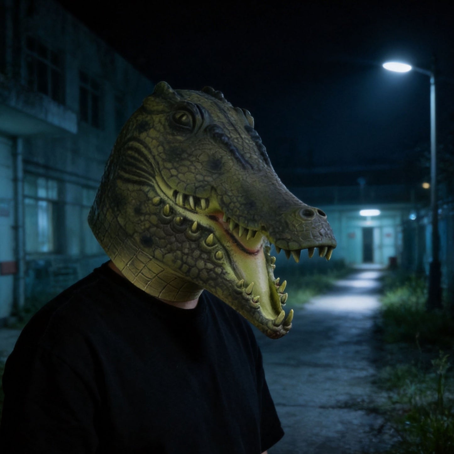 Adults Halloween Crocodile Head Mask Funny Giant Crocodile Face Covering Creative Masquerade Costume Head Facewear Cosplay Party