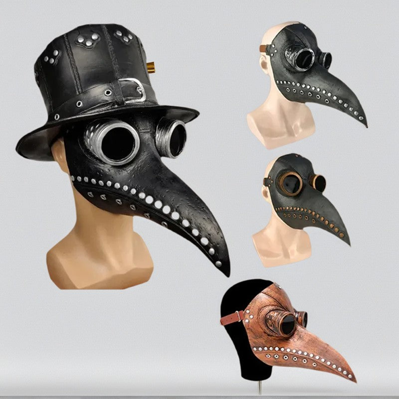 Adults Halloween Leather Plague Doctor Mask Adjustable Strap Gothic Punk Lens Glasses for Steampunk Cosplay Bird Beak Mask