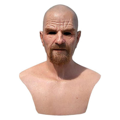 Old Man Mask Full Head Realistic Grandpa Face Wig Scary Elderly Costume For Halloween Party Centerpiece Home Display For Adults