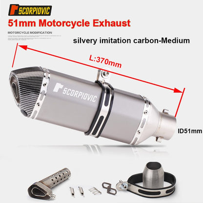 Universal Motorcycle 51mm Exhaust Pipe Carbon Fiber Muffler Exhaust Pipe db Killer Length300mm/ 370mm/ 470mm Multicolour Exhaust
