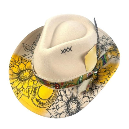 A52E Practical Cowgirls Hat Braided Trim Detail Breathable For Music Festivals