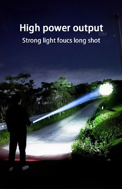 30000000LM High Power LED Flashlight Most Bright Tactical Torch Rechargeable Portable Light Long Shot 5000M Camping Hunting Lamp