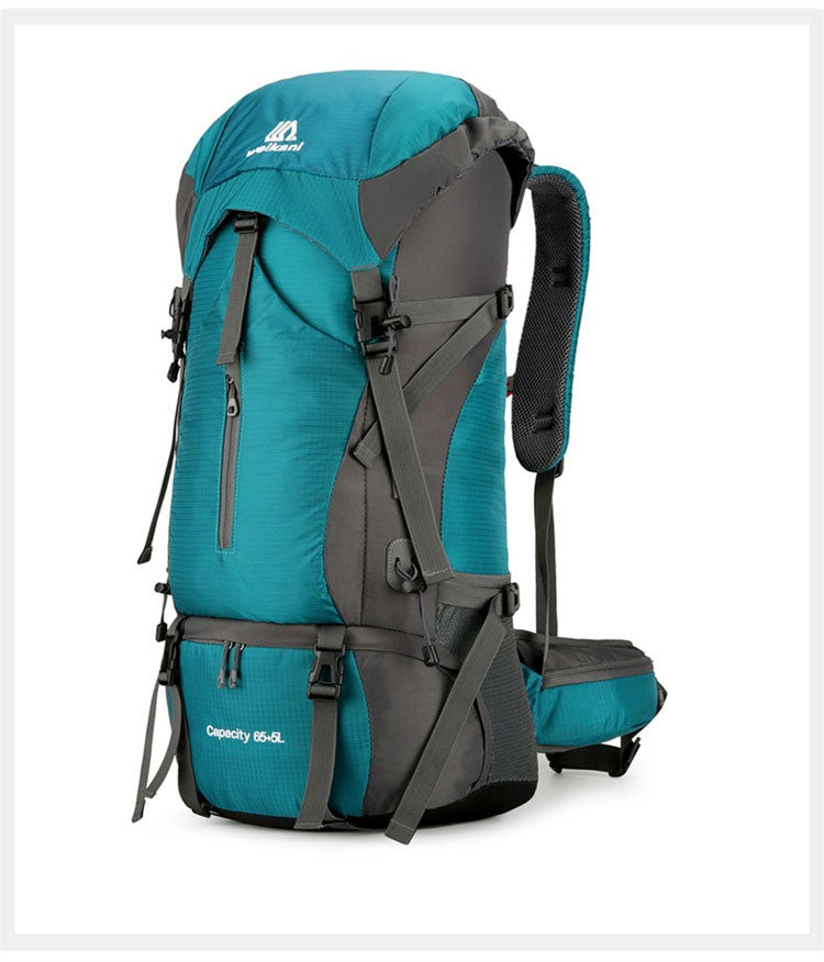 Mochila de acampamento em nylon 70L, bolsa de viagem com capa de chuva, mochila para caminhada ao ar livre, mochila de montanhismo, bolsas de ombro masculinas, bagagem