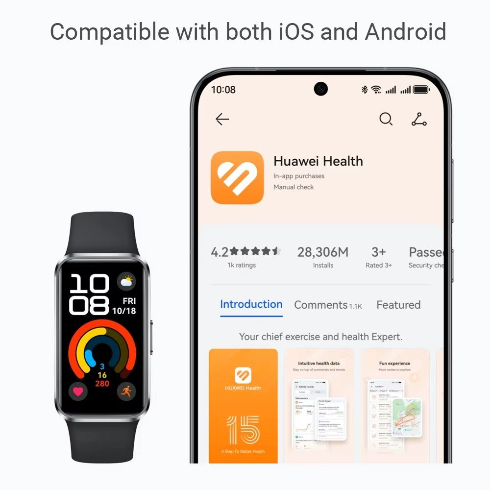 2025 NOVO Smartwatch HUAWEI Band 10 Original Compatível com IOS e Android, Monitoramento do Sono, Monitor de Saúde, 14 dias de bateria