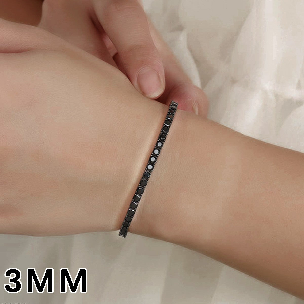 ?Pulseira Genuína de Tênis em Prata Esterlina S925 com Banho de Ródio Negro 3mm 4mm 5mm Moissanite Negra Joia Moderna Elegante para Mulheres?