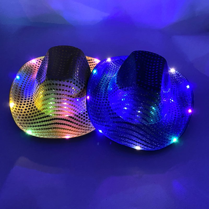Chapéu de caubói/caubói com LED pisca-pisca, chapéu que brilha, festa de carnaval, homens, mulheres, despedida de solteira, suprimentos de casamento