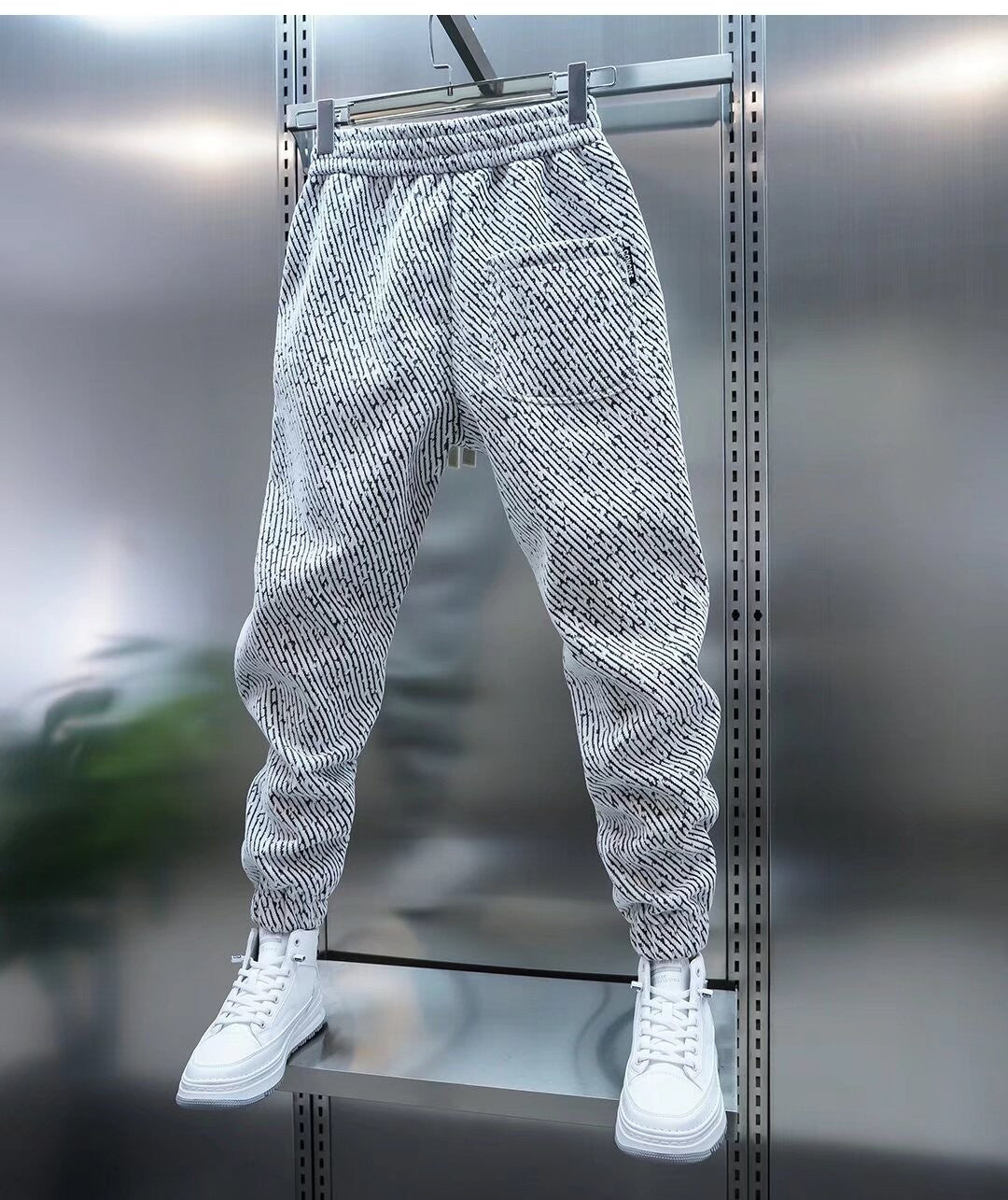 Spring And Autumn Men Harem Pants Zebra Striped Trousers Sport Clothing Cargo Sweatpants Brushed Loose Waist Versatile Pants