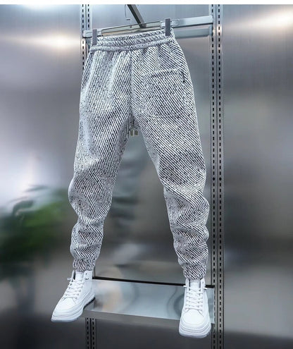 Spring And Autumn Men Harem Pants Zebra Striped Trousers Sport Clothing Cargo Sweatpants Brushed Loose Waist Versatile Pants