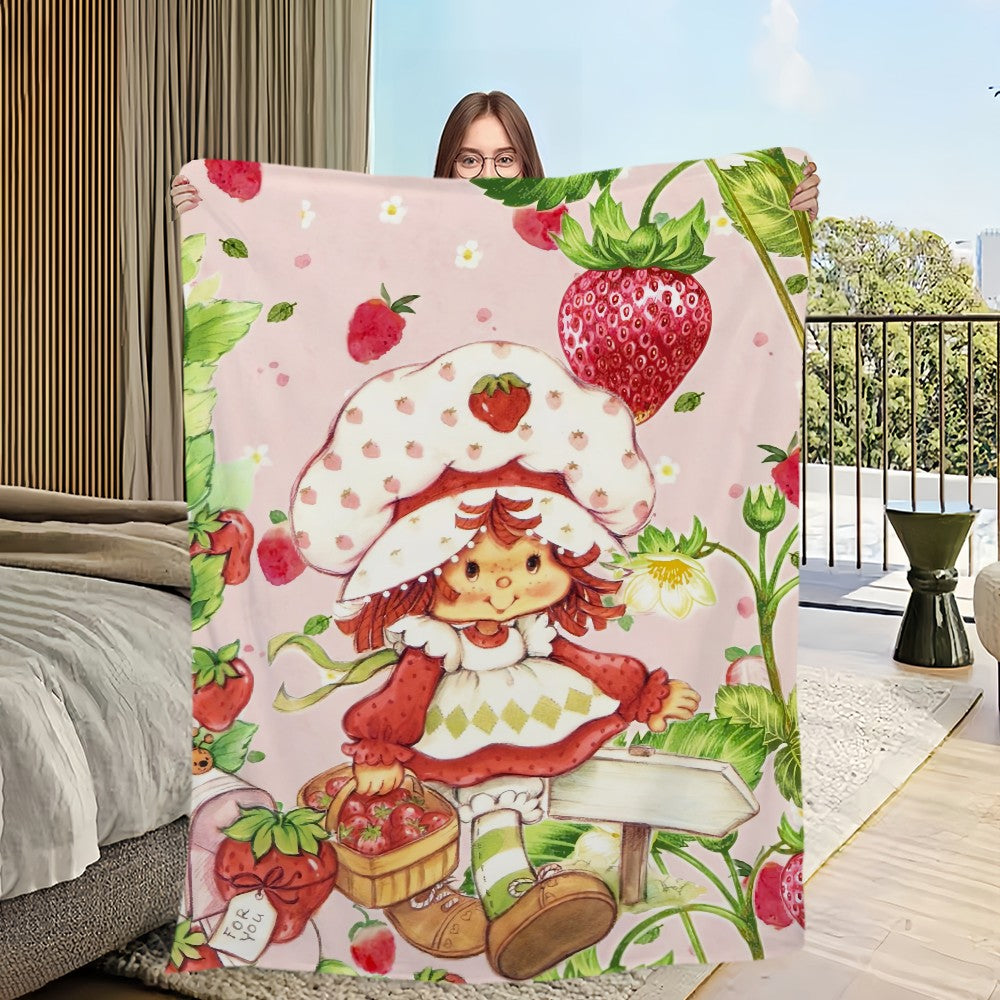 Cute S-Strawberry S-Shortcake Blanket Skin friendly comfort warm soft plush blanket suitable sofa living room office bedroom