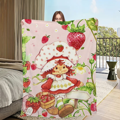 Cute S-Strawberry S-Shortcake Blanket Skin friendly comfort warm soft plush blanket suitable sofa living room office bedroom