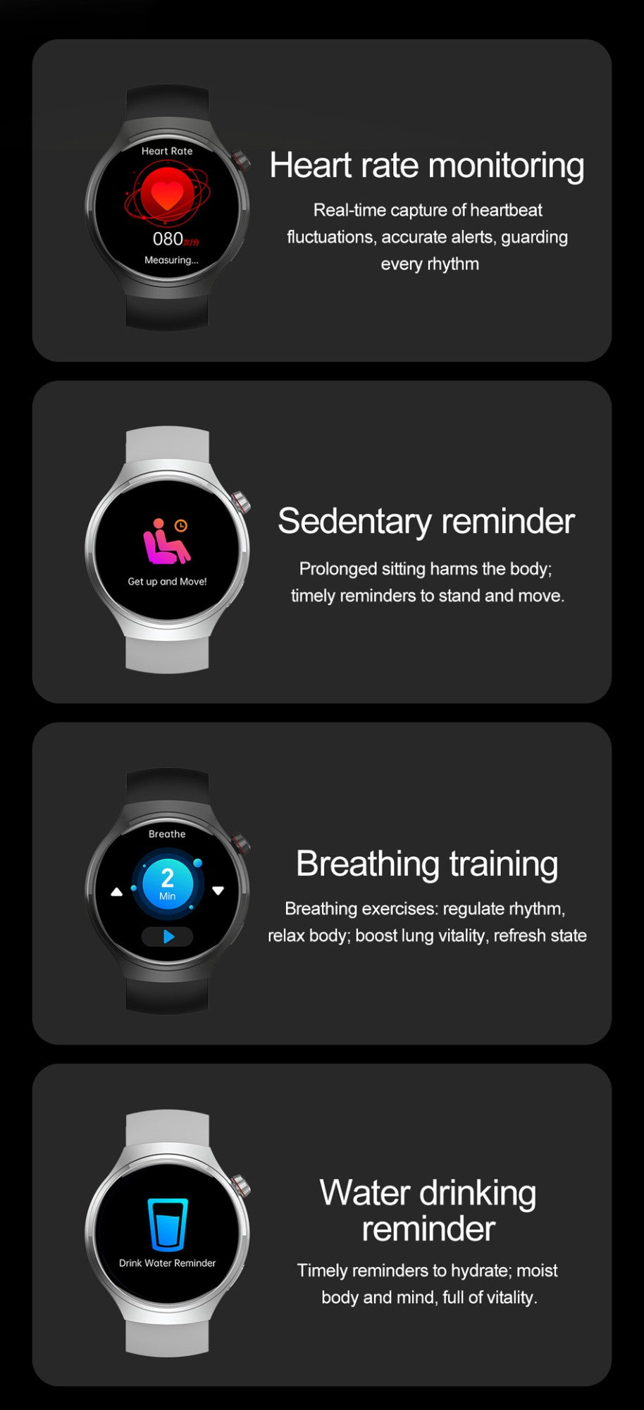 Smartwatch Esportivo Watch 4 Pro Masculino Tela AMOLED HD 360*360 Frequência Cardíaca Chamada Bluetooth IP68 À Prova D'água Música Novo SmartWatch 2025