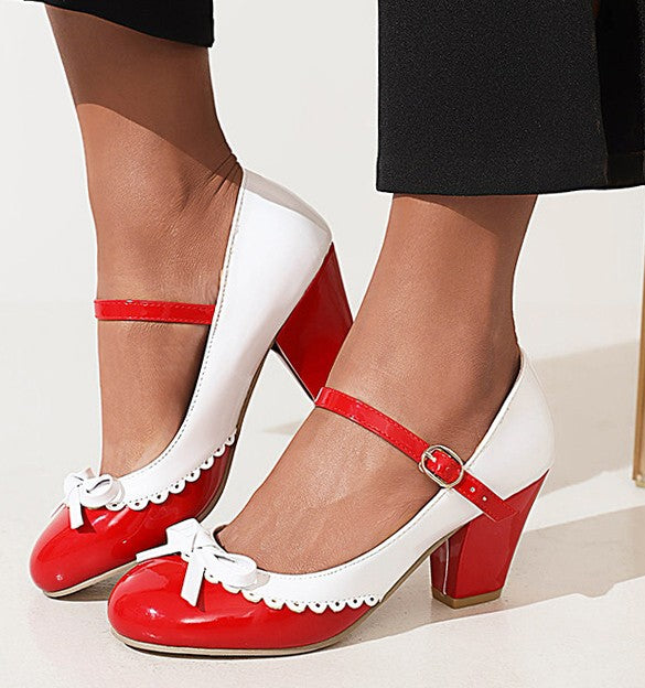 LIHUAMAO candy color Mary jane chunky heel women shoes platform ankle strap pumps party cosplay uniform dress wedding shoes