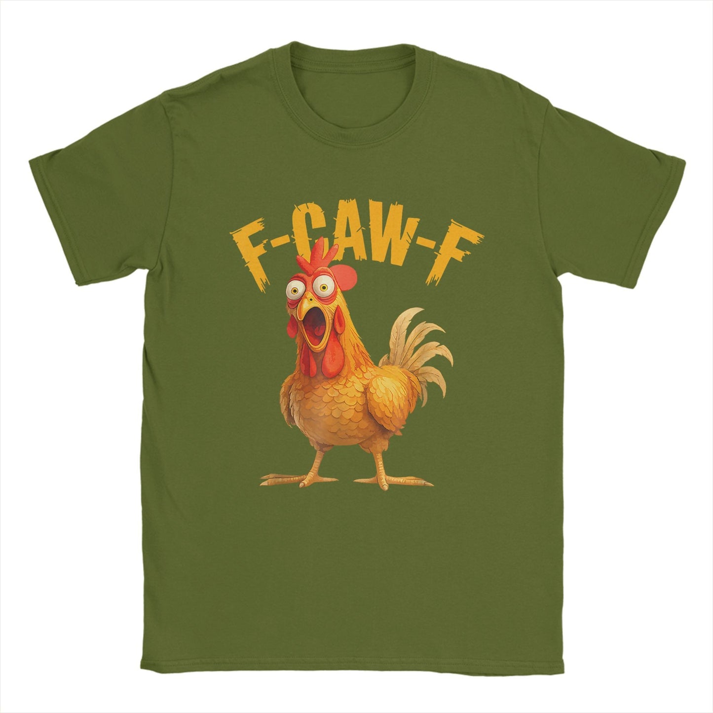 Funny F Caw F Chicken FCAWF Chicken T-Shirt Men  Funny 100% Cotton Tee Shirt Crew Neck Short Sleeve T Shirts Gift Idea Clothes