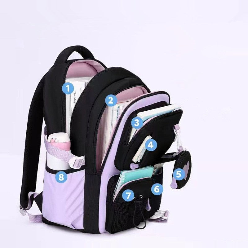 Mochila Escolar Estojo Lancheira Love Pattern Três Peças Tecido Nylon Impermeável Menino Menina Adolescentes Mochila Tendência