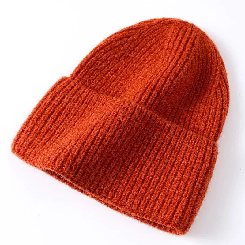 Pure Wool Beanies Knitted Cap Women Men Knitted Hat Casual Bonnets Soild Colour Autumn Winter