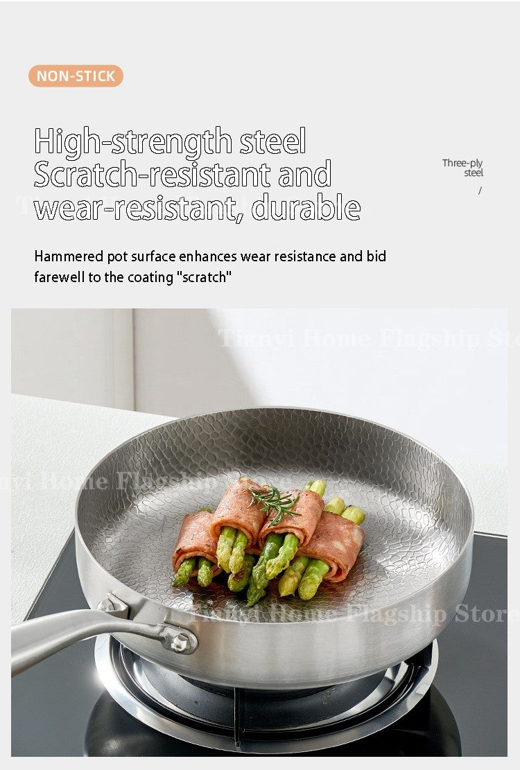 Frigideira 20/24/28cm Antiaderente Wok Titânio Aço Inox Doméstica Ovo Bife Frigideira Fogão de Indução Gás Utensílios de Cozinha