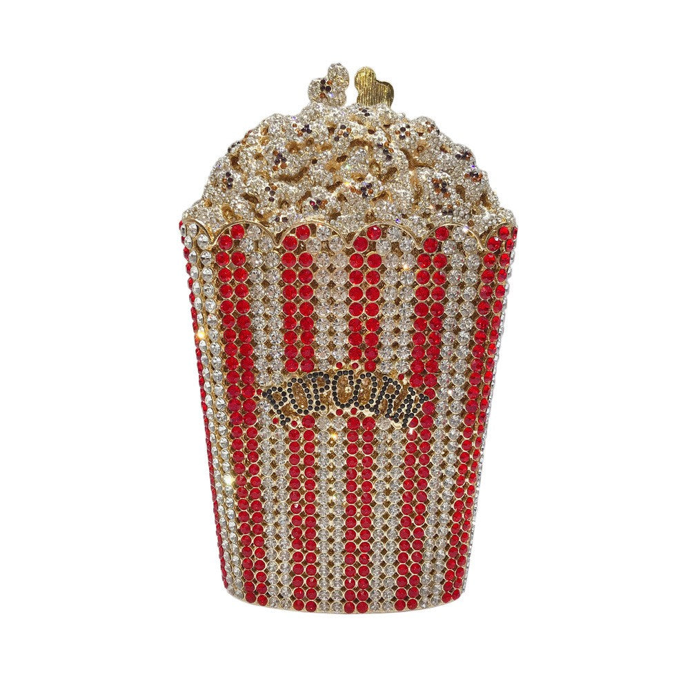 XIYUAN Popcorn Crystal Clutch Bags MINI Metal Box Minaudiere Purses Wedding Party Dinner Handbags Rhinestone Clutches Bags Gift