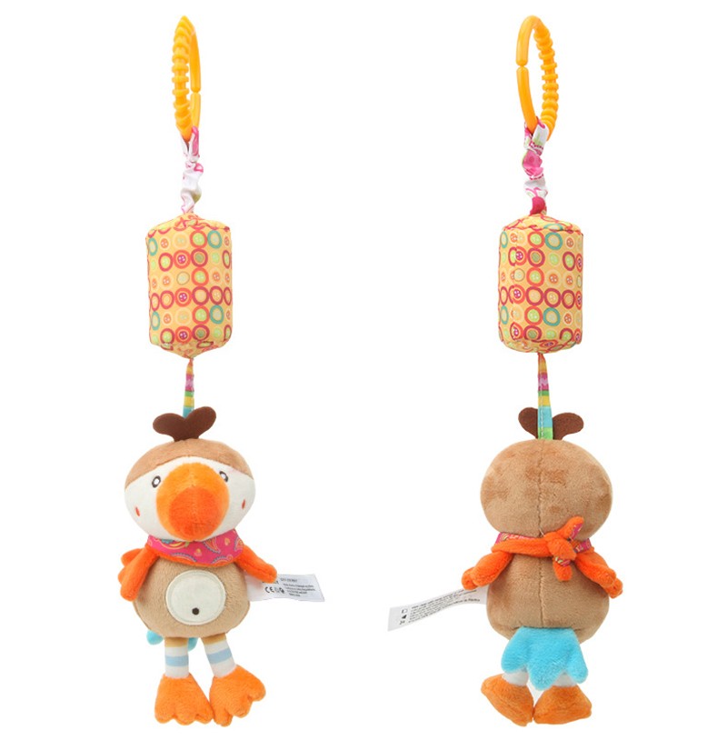 Baby Hanging Rattle Toys Sensory Soft Learning Toy Cartoon Animal Stuffed Bed Bell Toy Infant Development Handle Toy 0-24 Months