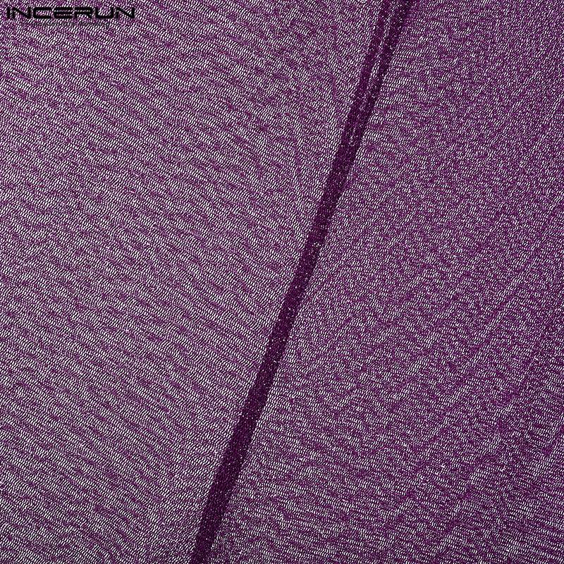 Shiny Men Casual Trousers 2024 Men Fashion Long Pnats INCERUN Elastic Waist See Through Wide Leg Bottoms Trousers Men