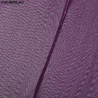 Shiny Men Casual Trousers 2024 Men Fashion Long Pnats INCERUN Elastic Waist See Through Wide Leg Bottoms Trousers Men