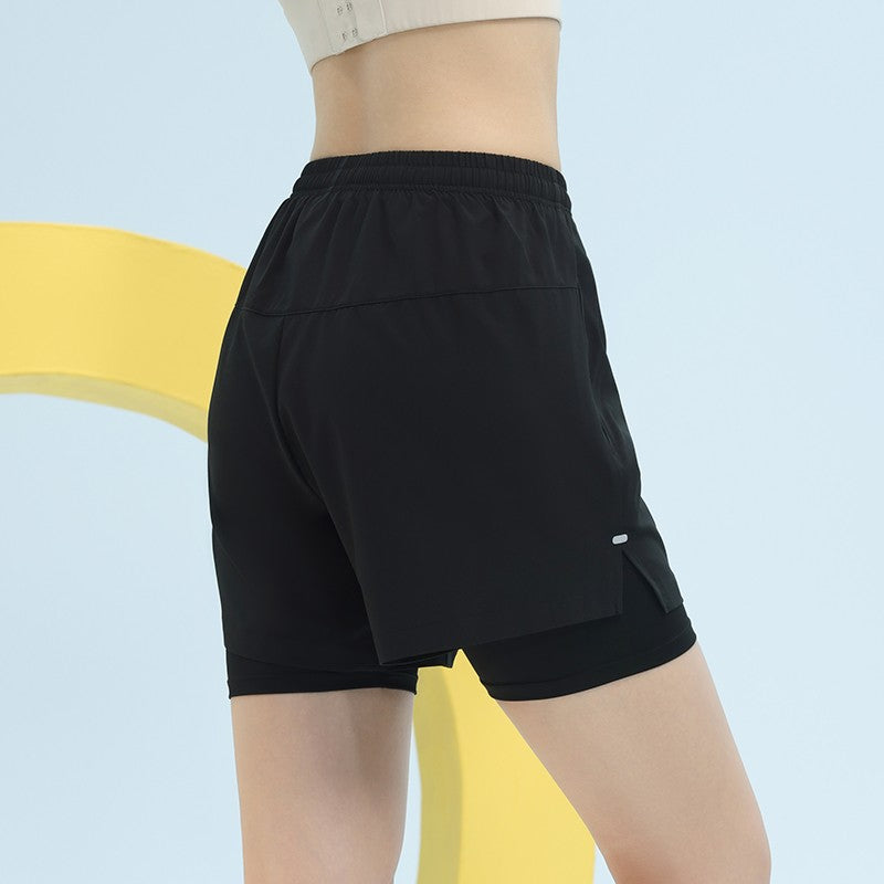 PHIGEER High Waist Yoga Shorts Summer 2 in 1 Quick Dry Workout Shorts with Pockets Women Lightweight Sweatshort Gym Clothes New