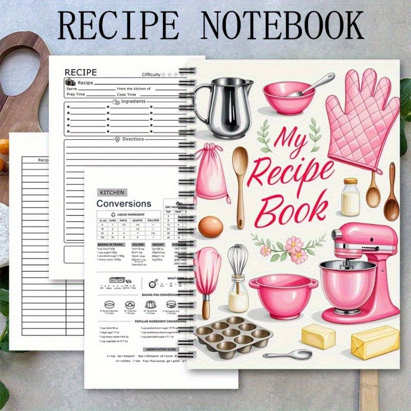 1 Recipe Notebook A kitchen planner with cute cooking patterns and pastel-colored food journal for home cooks and meal planners