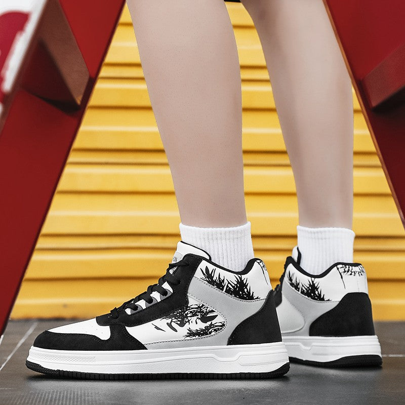 Men Board Shoes 2025 Spring Retro Thick Sole Wear Resistant Anti Slip Flat Sneaker Outdoor Casual Man Walking Footwear