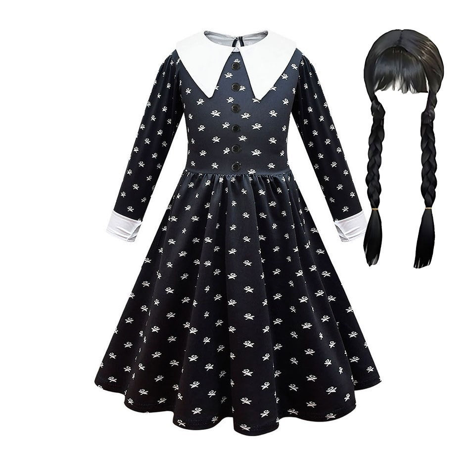Girls Princess Dress Child Birthday Party Layered Disguise Kids Cosplay Halloween Fantasy Dark Gothic Dancing Costume 4-12Years